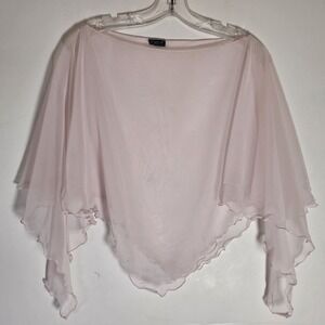 Cejon Shawl Womens One Size Pink Sheer Elegant Evening Cape Shrug Lettuce Edge